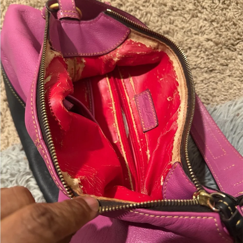 Dooney & Bourke Pink and Brown Leather Hobo Shoulder Bag - Picture 4 of 6